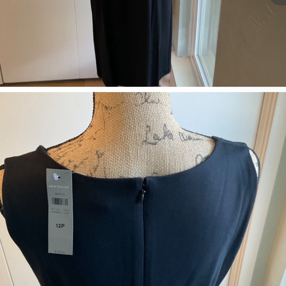 NWT Ann Taylor Black All Day Ponte Square Neck Sheath Dress midi career basic